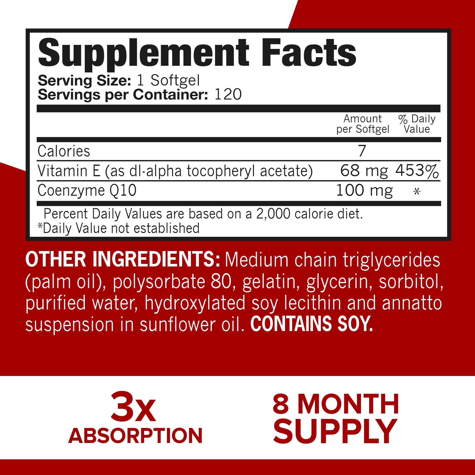 Infographic showing 3x better absorption of Qunol Ultra CoQ10