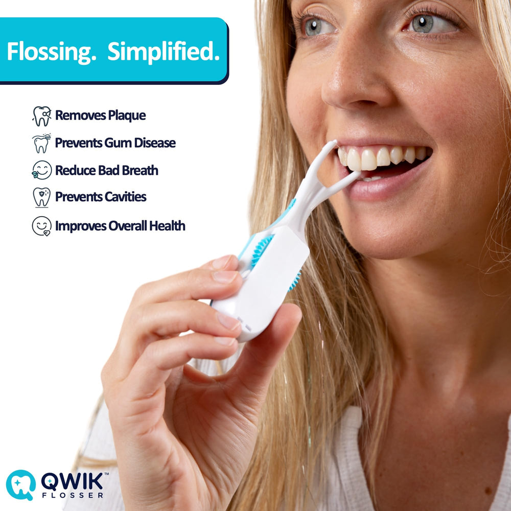 Close-up of the ergonomic grip and wheel on QWIK flosser