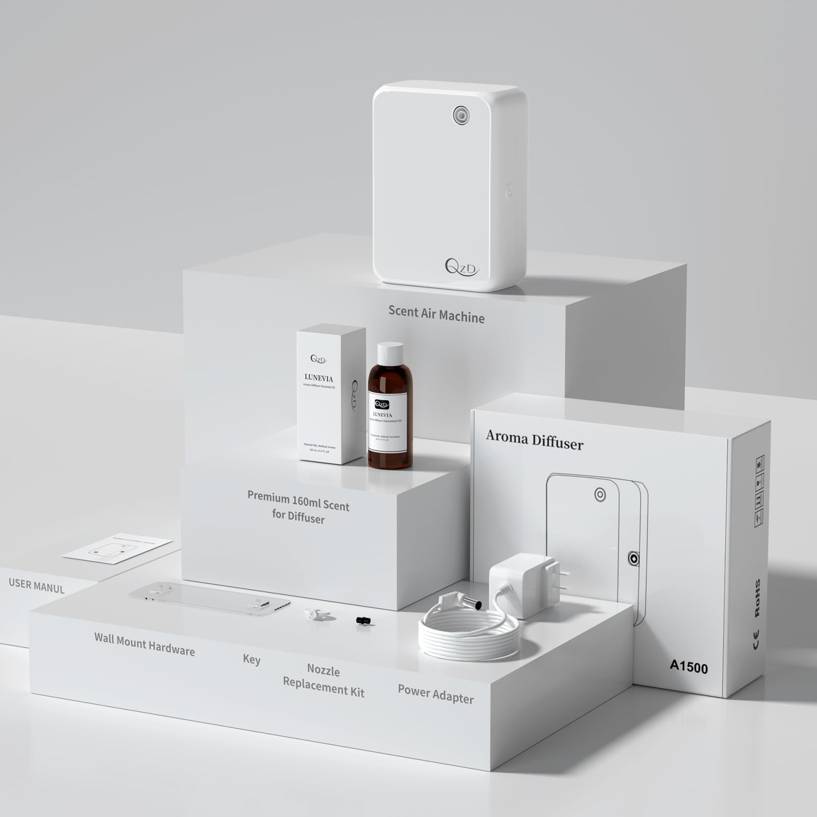 QZD diffuser in hotel lobby illustrates large-room scent diffusion.