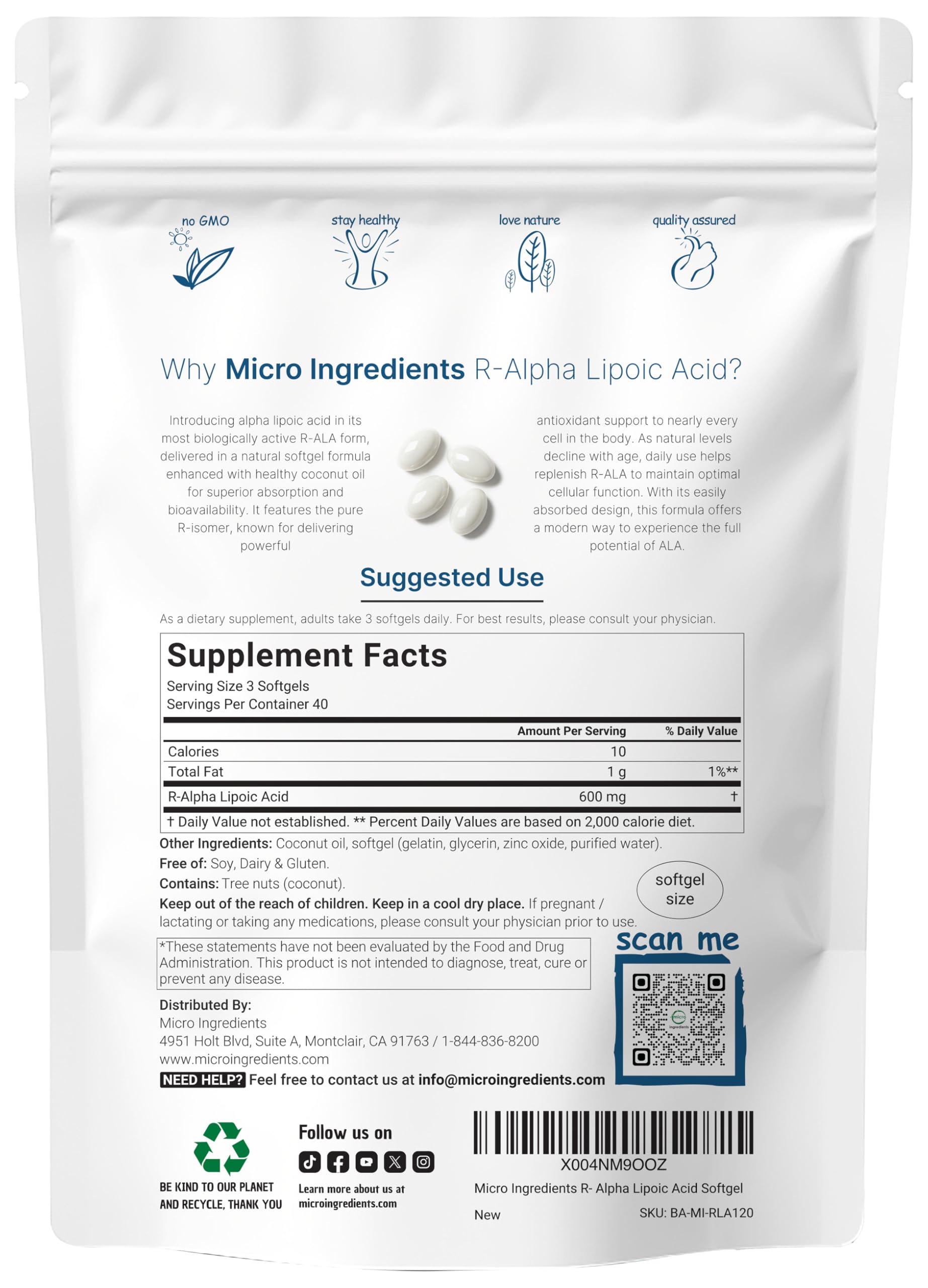 R-ALA supporting nerves, heart, liver and energy
