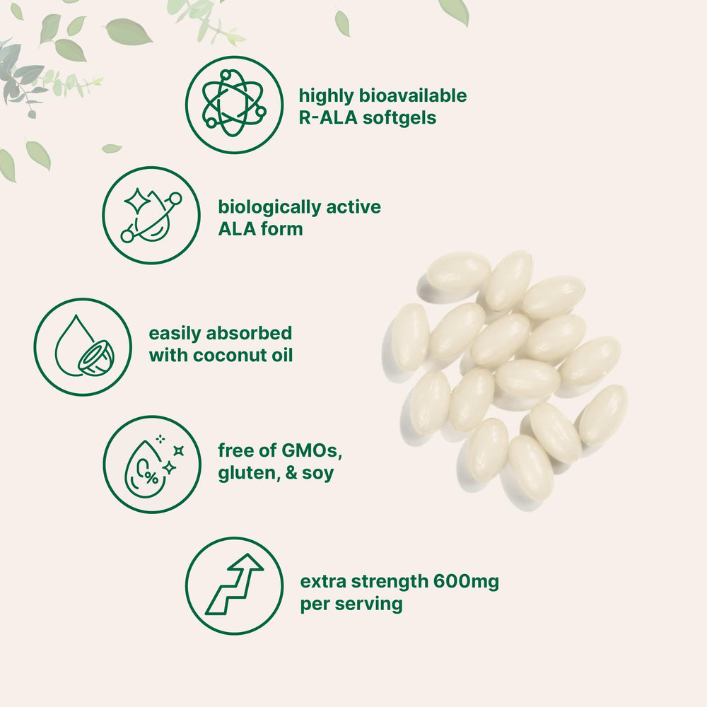 Non-GMO, gluten-free, soy-free ALA supplement label