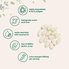 Non-GMO, gluten-free, soy-free ALA supplement label