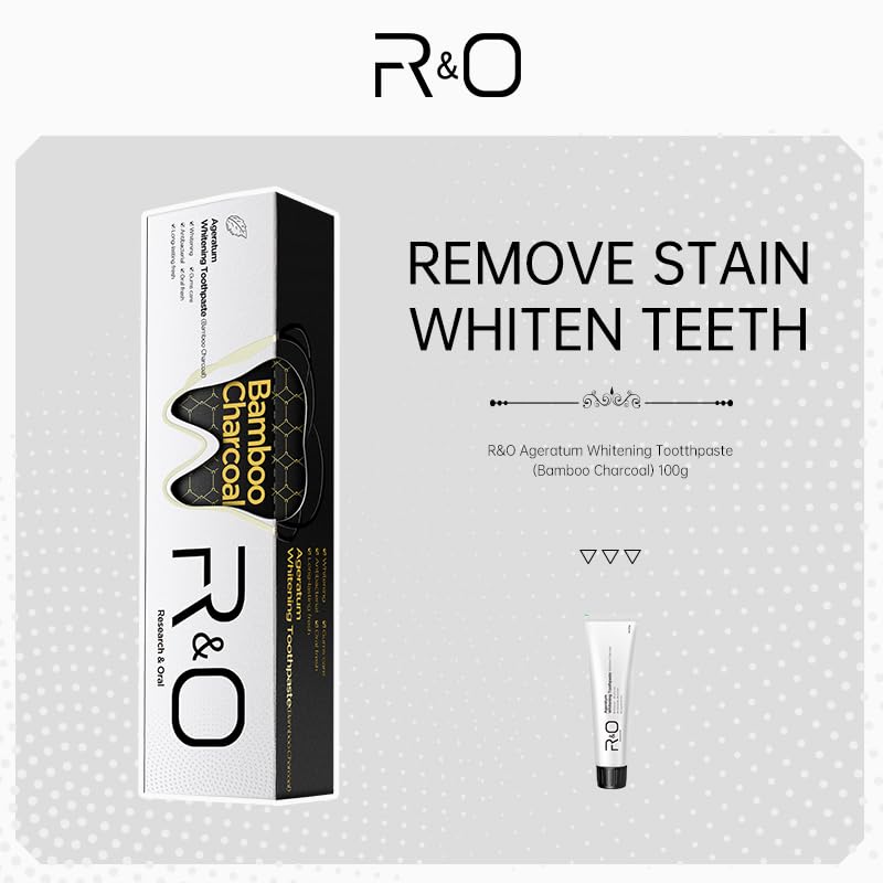 Tube of R&O Ageratum Whitening Toothpaste with bamboo charcoal