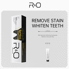 Tube of R&O Ageratum Whitening Toothpaste with bamboo charcoal
