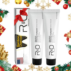 Product image set showing toothpaste package and tube