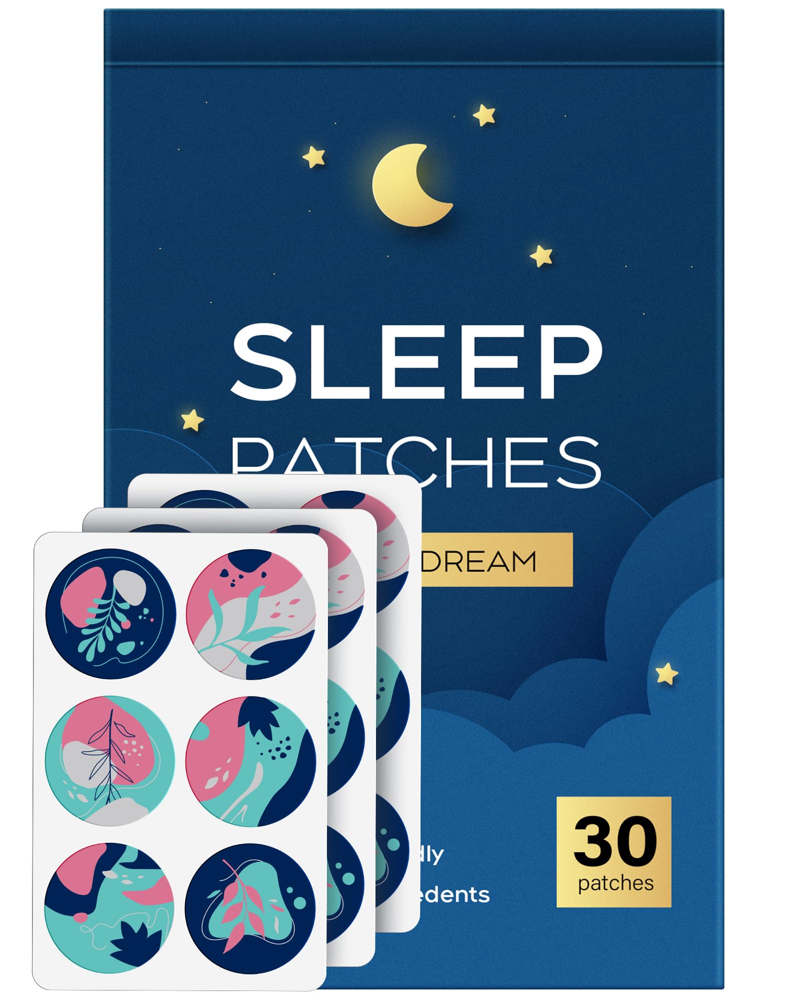RAAYAM Sleep Patches packaging with 30-pack supply