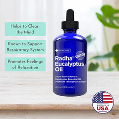 Premium cobalt blue bottle of eucalyptus oil