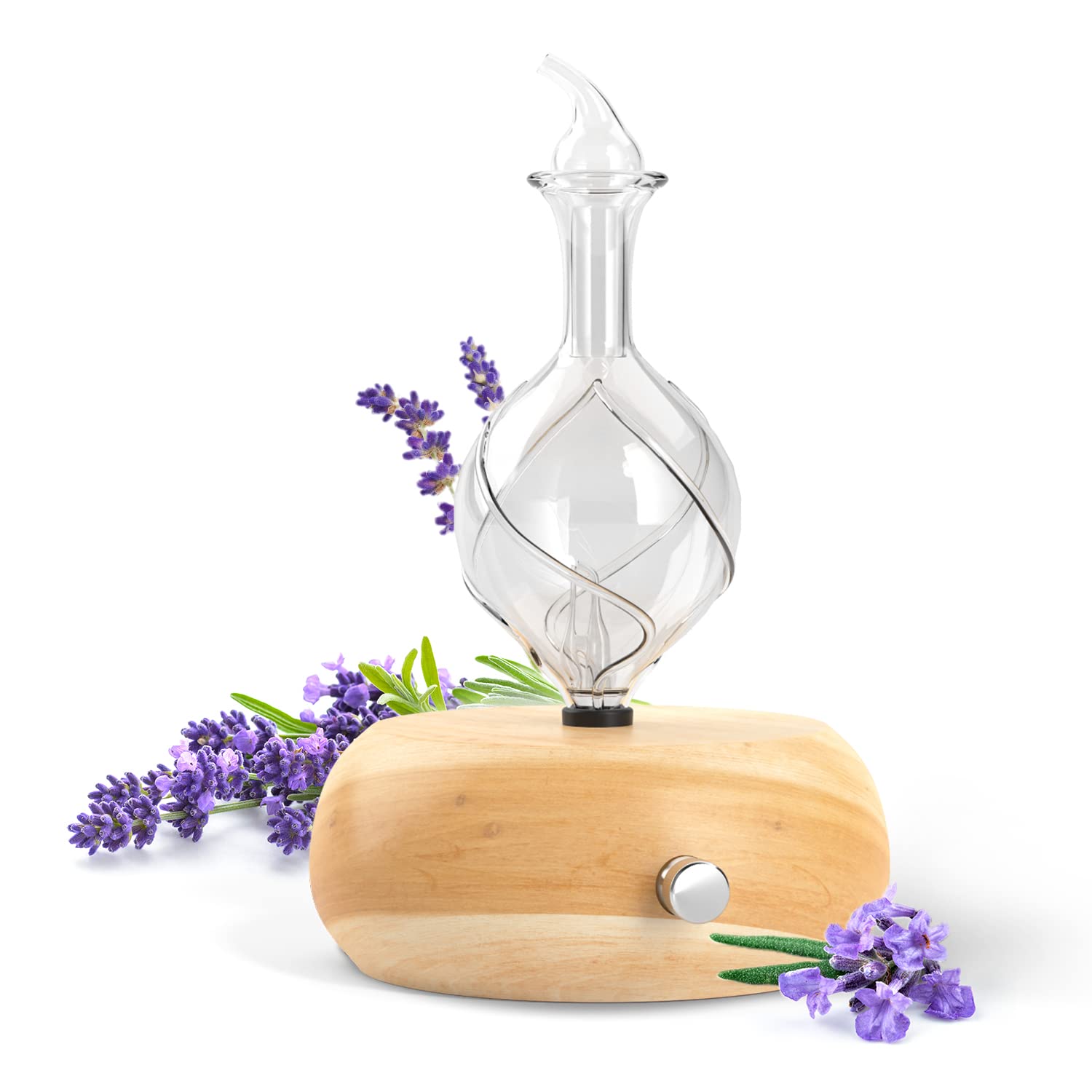 Radiance Nebulizing Diffuser with wood base and glass reservoir