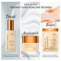 Radiant Aura vegan clean beauty formula emphasizes ethical skincare benefits.