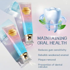 Close-up of Niacinamide whitening toothpaste paste on toothbrush