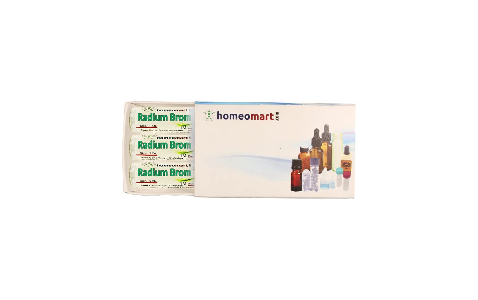 Radium Bromide homeopathic pellets in 2-dram glass vial