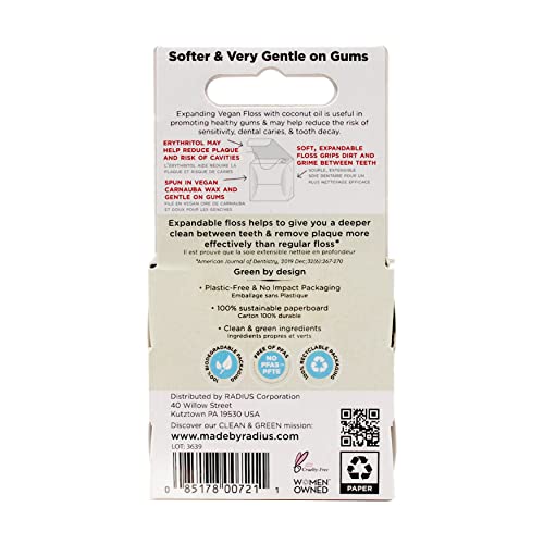 Carnauba wax-coated dental floss gliding between teeth