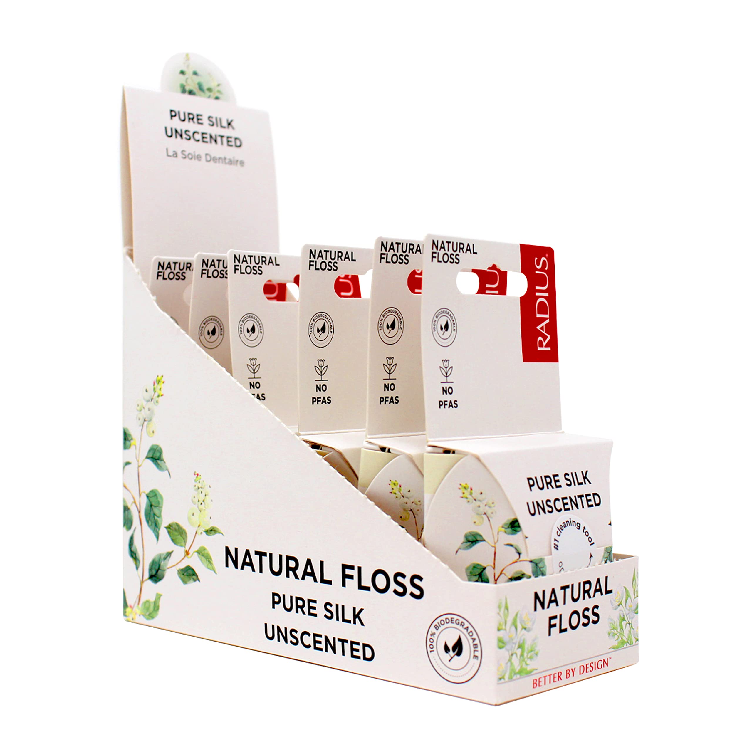 Floss shown as part of dental care routine with erythritol
