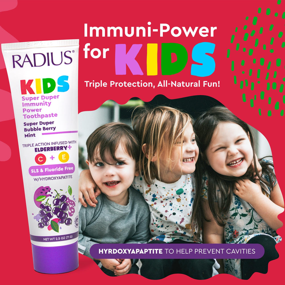 Three-pack box of RADIUS Super Duper Immunity toothpaste