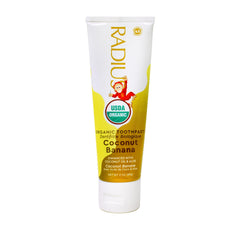 Radius Kids Organic Toothpaste Coconut Banana label