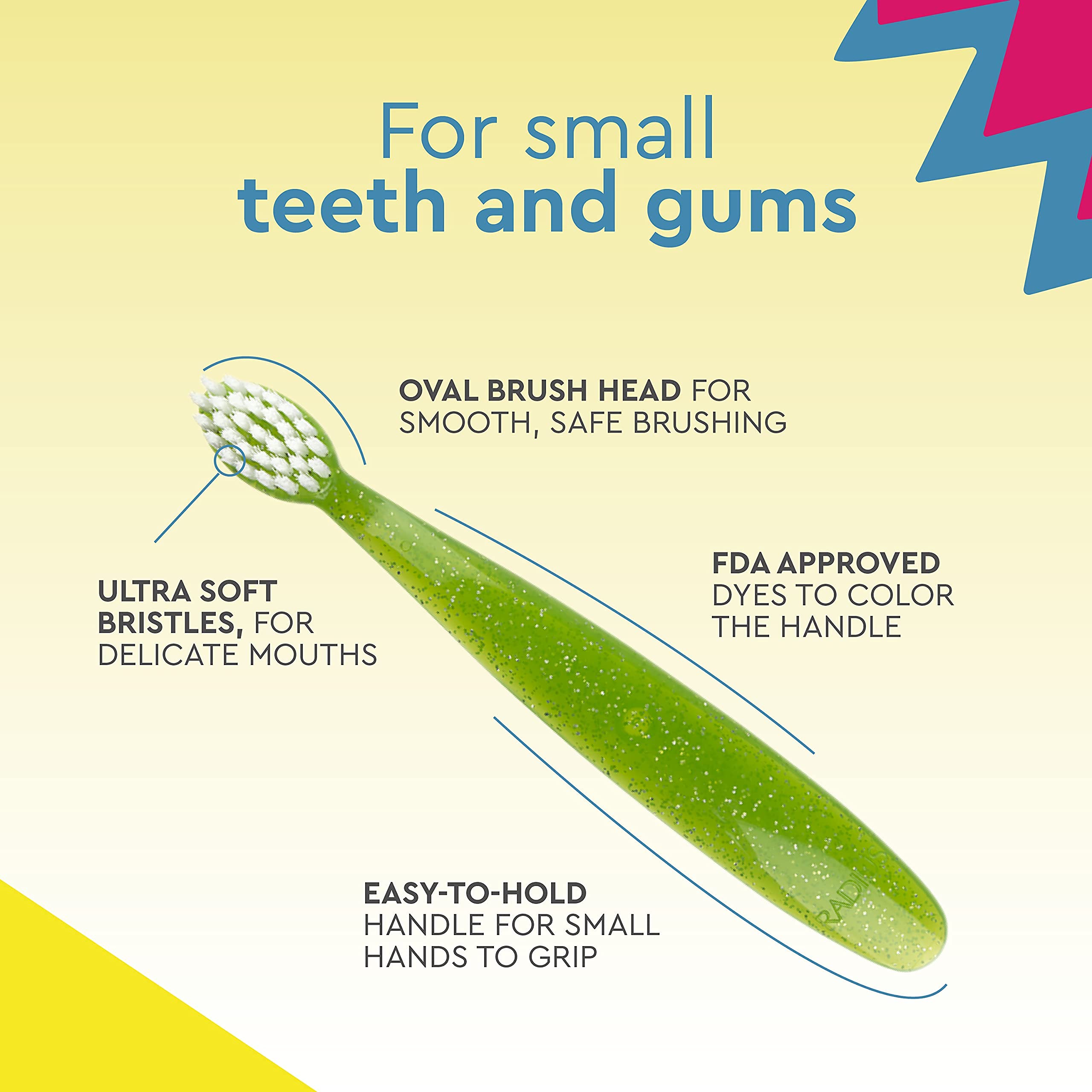 Angled Totz toothbrush handle for easy grip