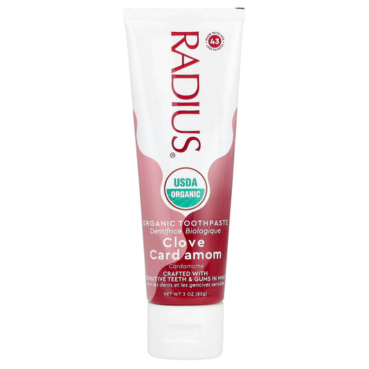 Radius USDA Organic Gel Toothpaste - red tube with clove and cardamom flavor