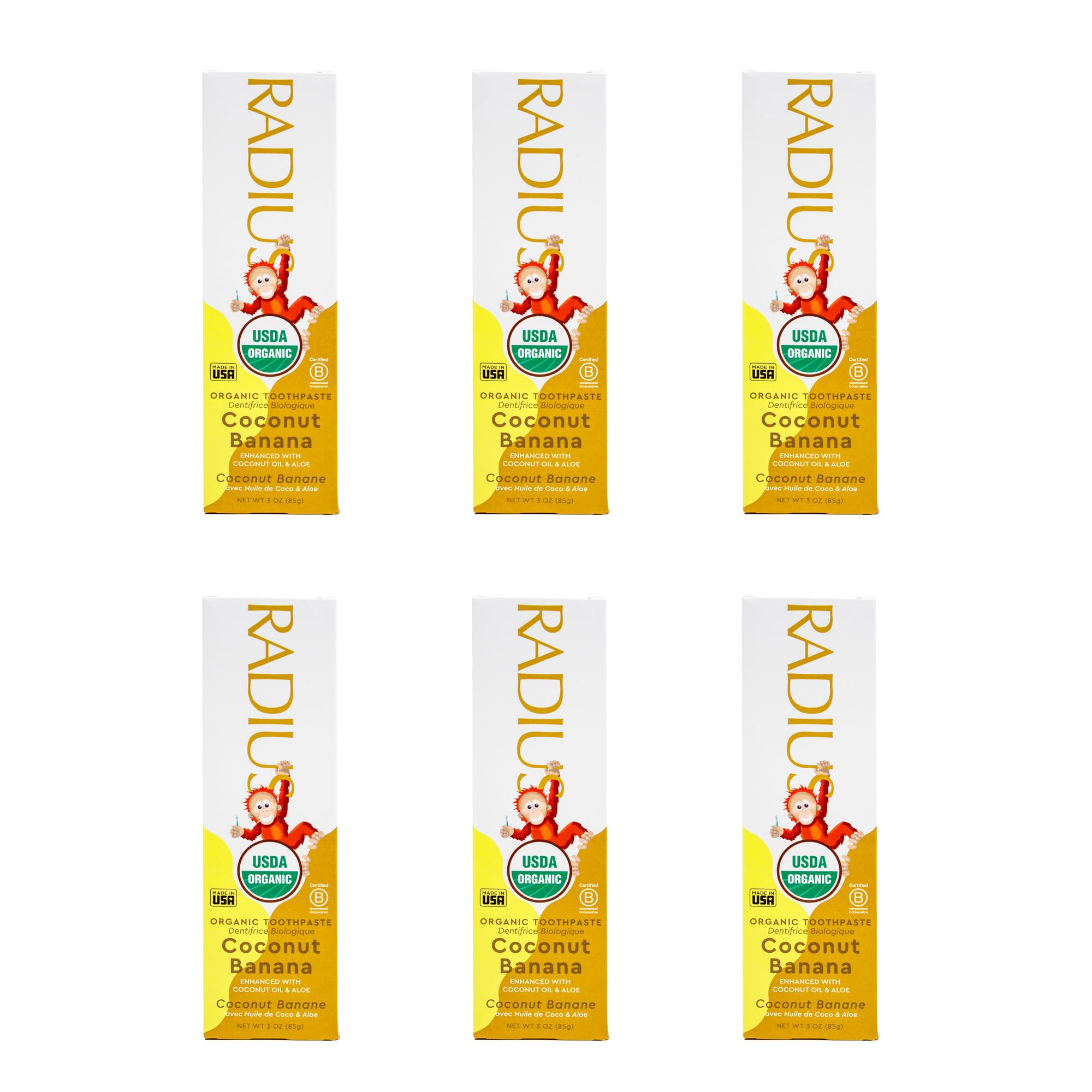 Hero image: Radius USDA Organic Kids Toothpaste Coconut Banana 3oz 6-pack