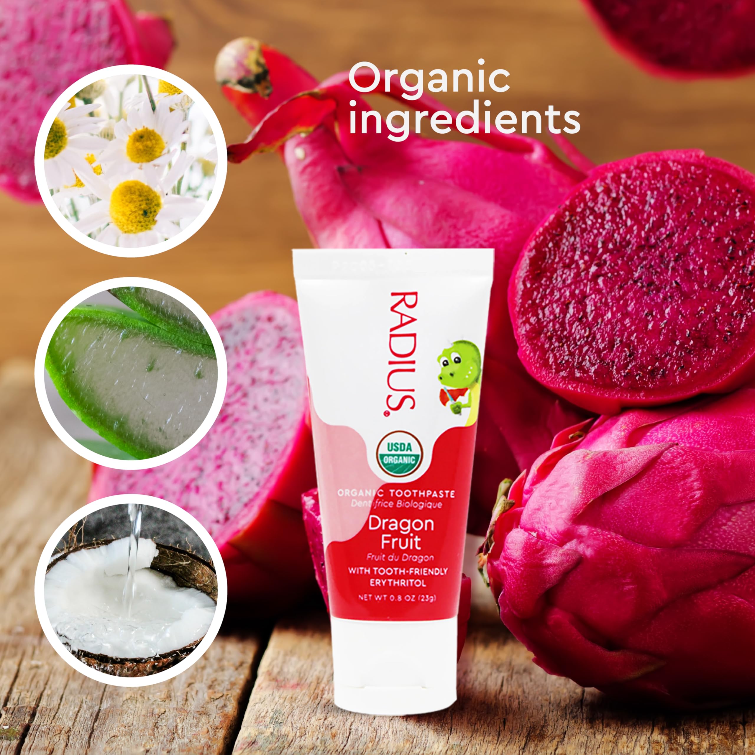 Kids brushing with Dragon Fruit toothpaste lifestyle shot