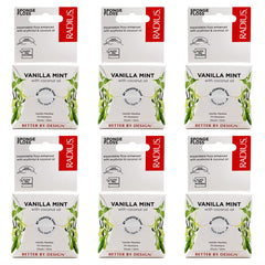 RADIUS Vanilla Mint Dental Floss 55 Yards 6-Pack - front view on the box