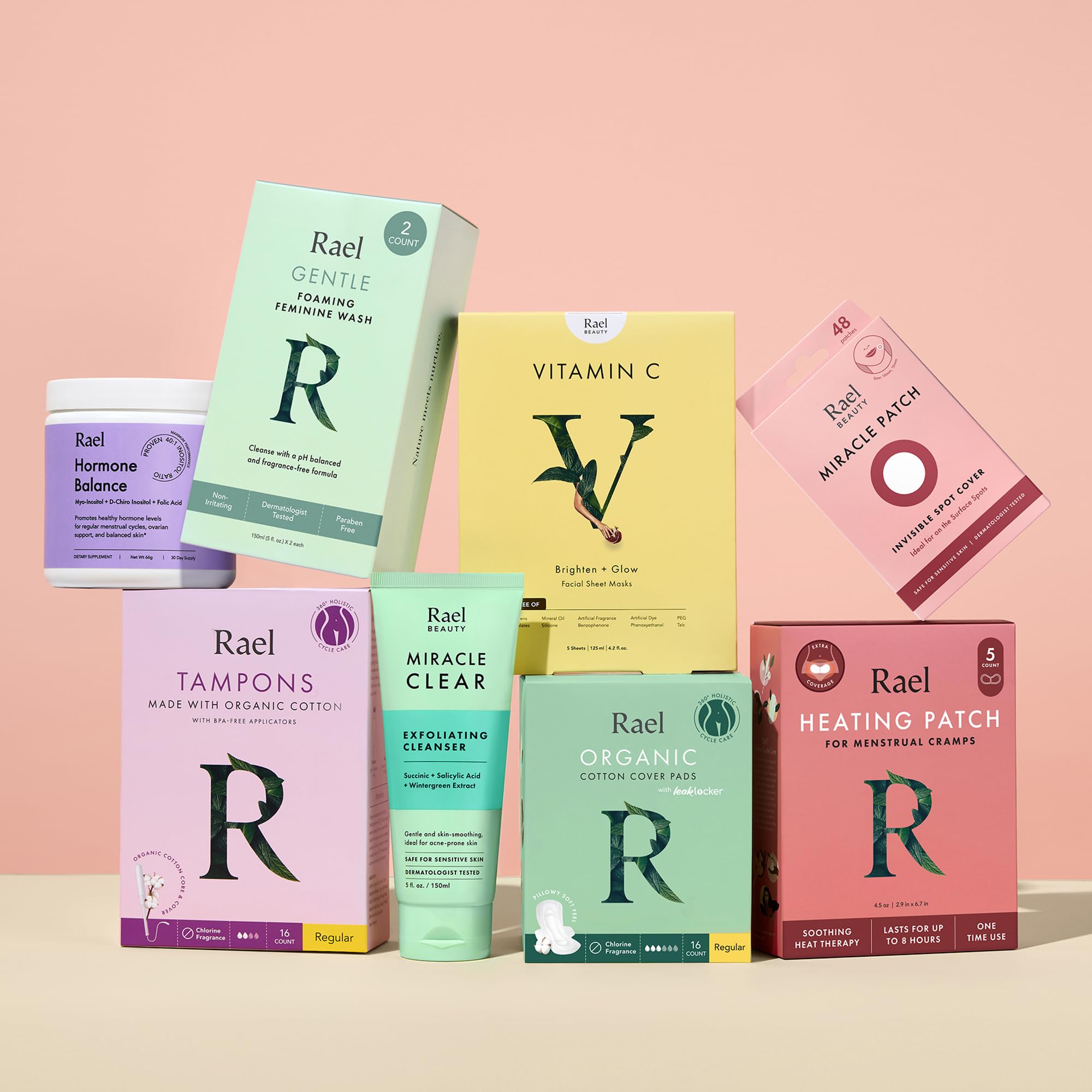 Rael four-pack packaging offers value and consistent daily cleansing.