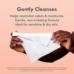 Rael feminine wipes coconut mugwort close-up image underscoring soothing, daily use benefits.