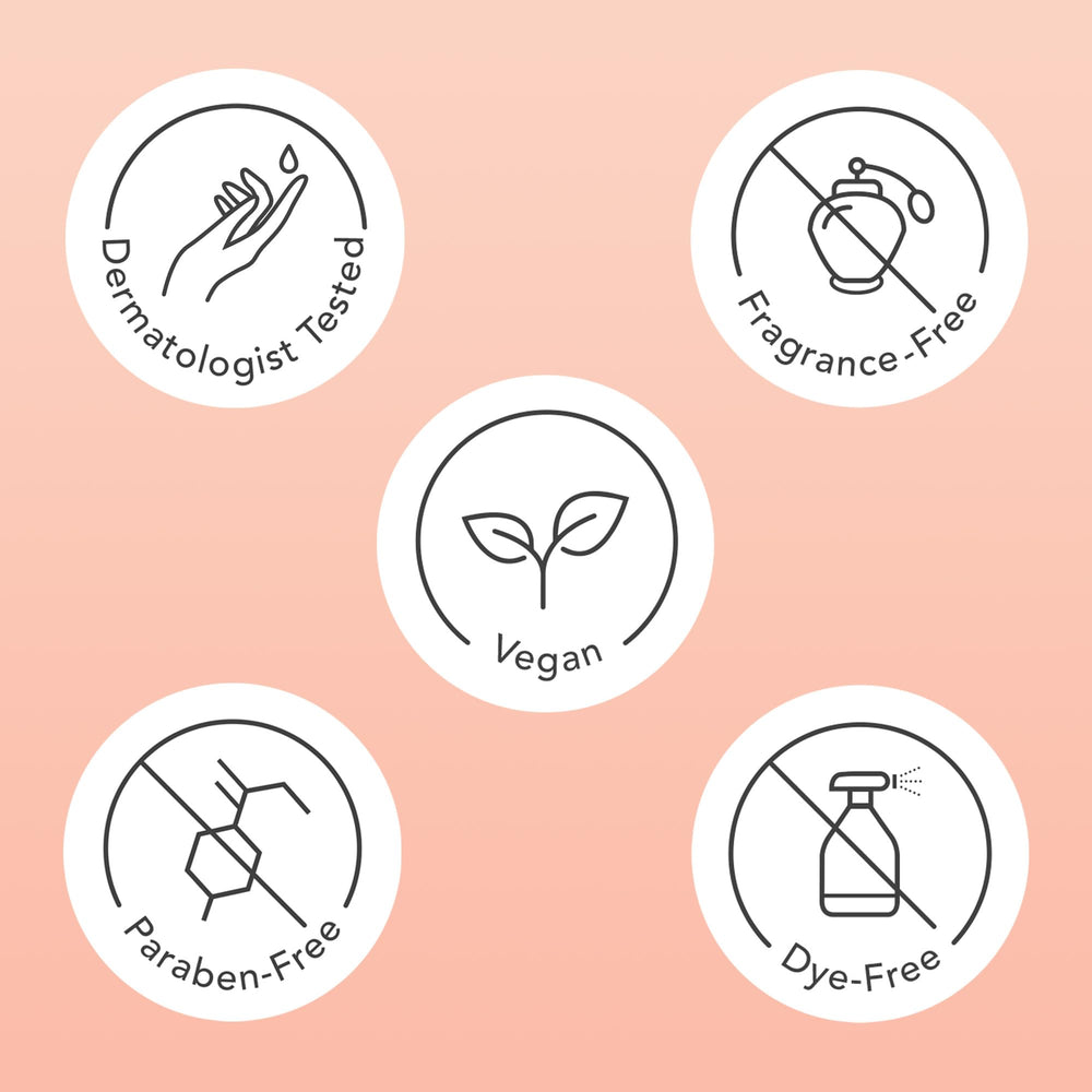 Rael dermatologist-tested label close-up underscores skin-safety for daily use.