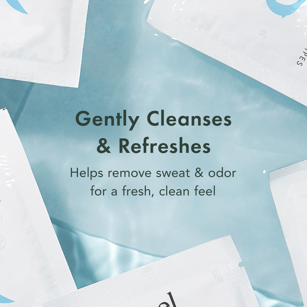Rael Organic Cotton Wipes closeup shows cotton fibers for gentle skin contact.