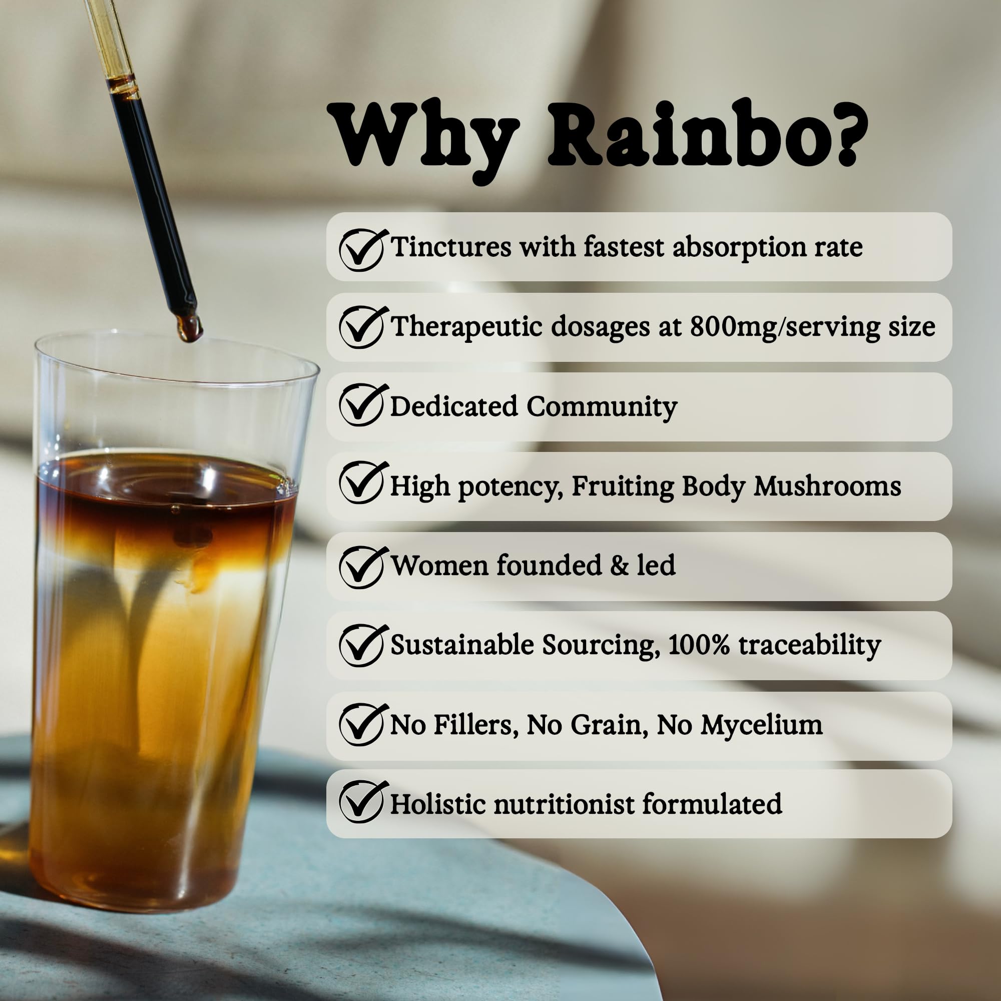 Ingredients label for Rainbo Lion's Mane tincture