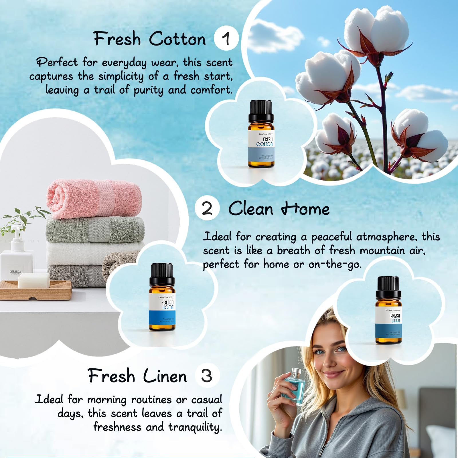Fresh Cotton Fragrance Oil 10ml Bottle