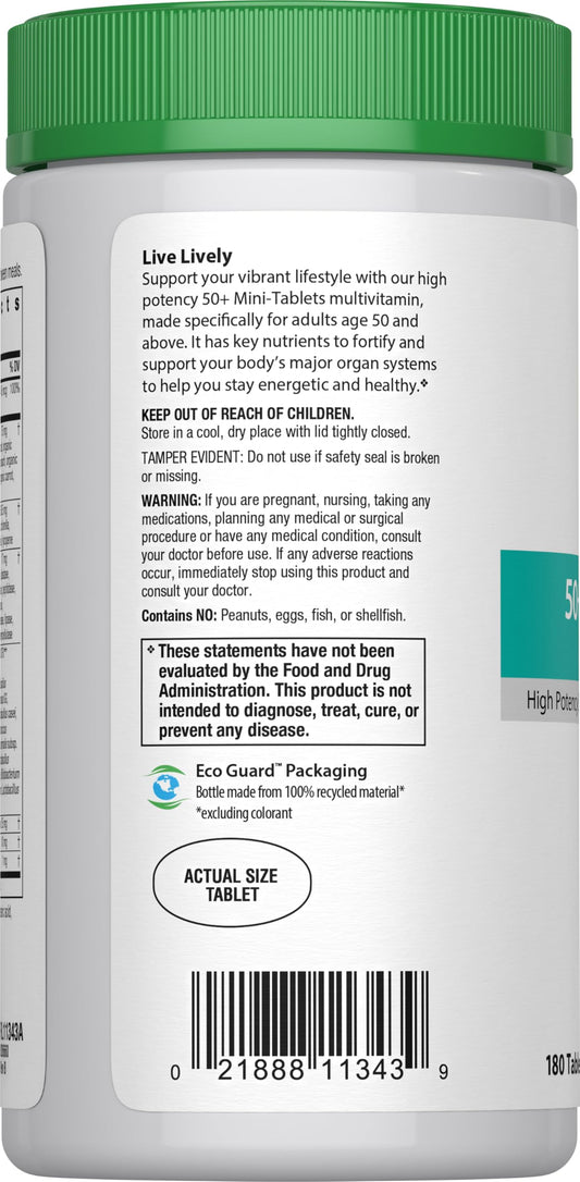 Rainbow Light 50+ Age-Defense Probiotic & Antioxidant supplement bottle with three mini-tablets