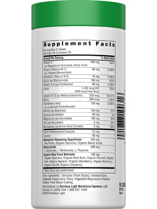 Close up of nervous system support ingredients in Complete B-Complex (calcium, magnesium, potassium and amino acids)