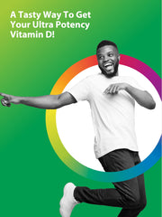 Label showing 2,500 IU Vitamin D3 per gummy