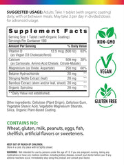 Calcium tablet delivering 500 mg of calcium per tablet