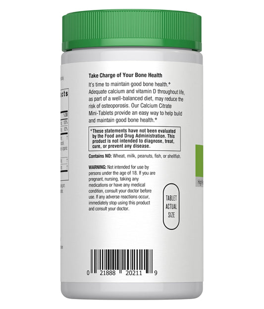 Close-up of Rainbow Light calcium citrate with vitamin D mini-tablets