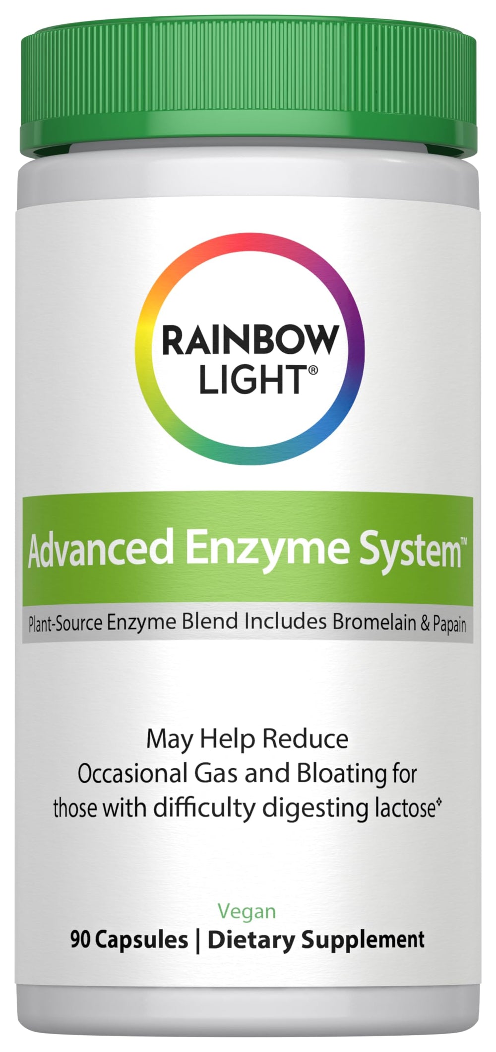 Rainbow Light Advanced Enzyme System Capsules bottle label