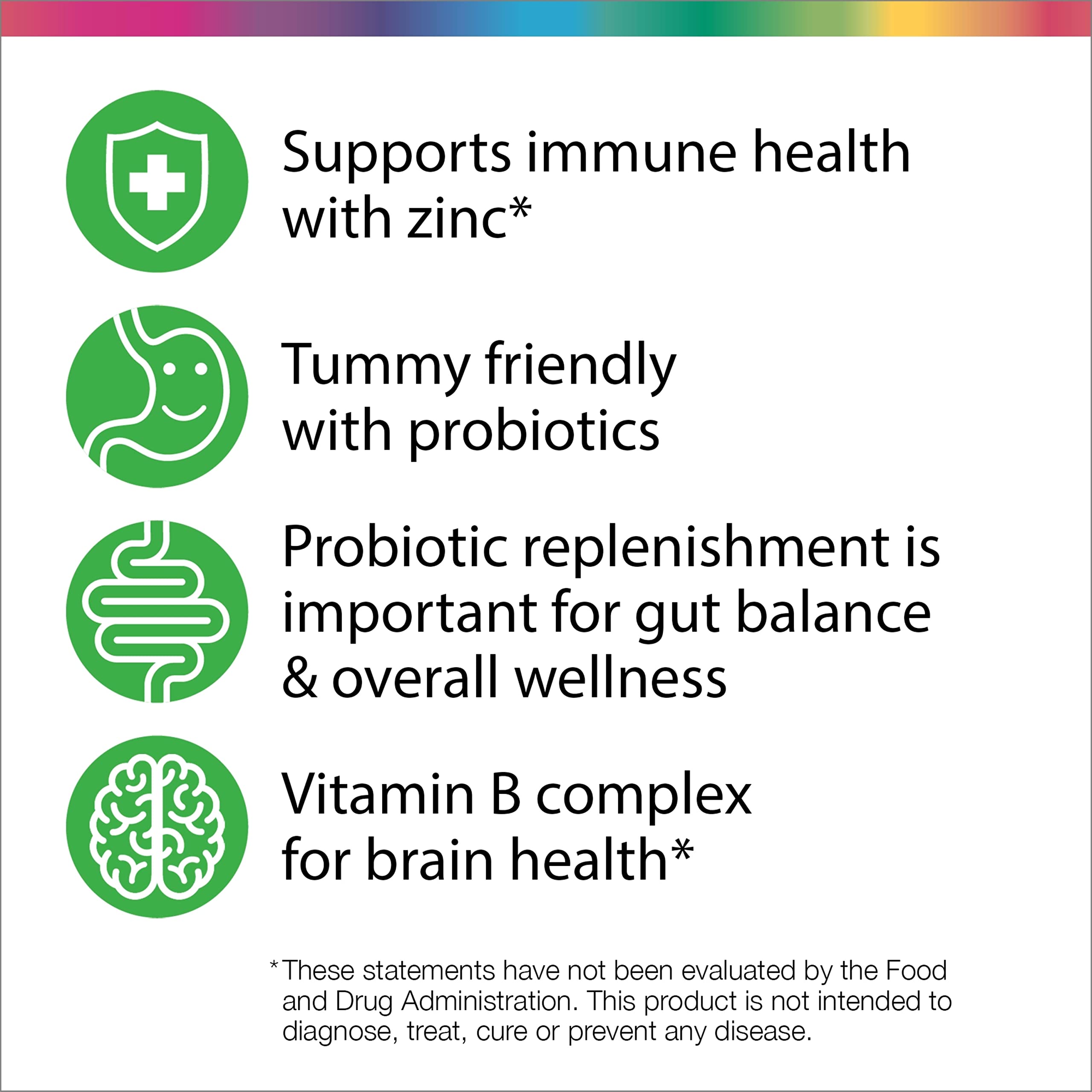 Probiotics label indicating 15 Million CFU per serving on Rainbow Light packaging