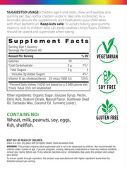 Side view of Rainbow Light Kids Sunny Gummies bottle showing 60-count packaging
