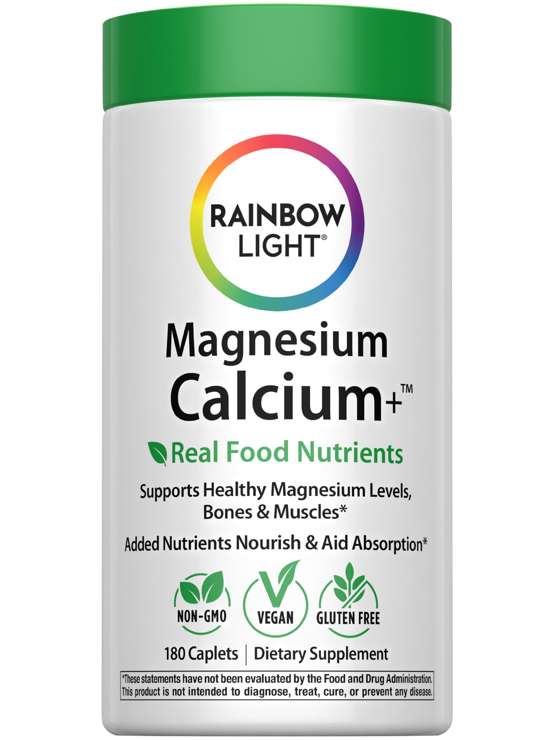 Rainbow Light Magnesium Calcium + Food Based Tablets bottle label