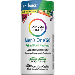 Rainbow Light Men's One 50+ multivitamin 60 tablets bottle