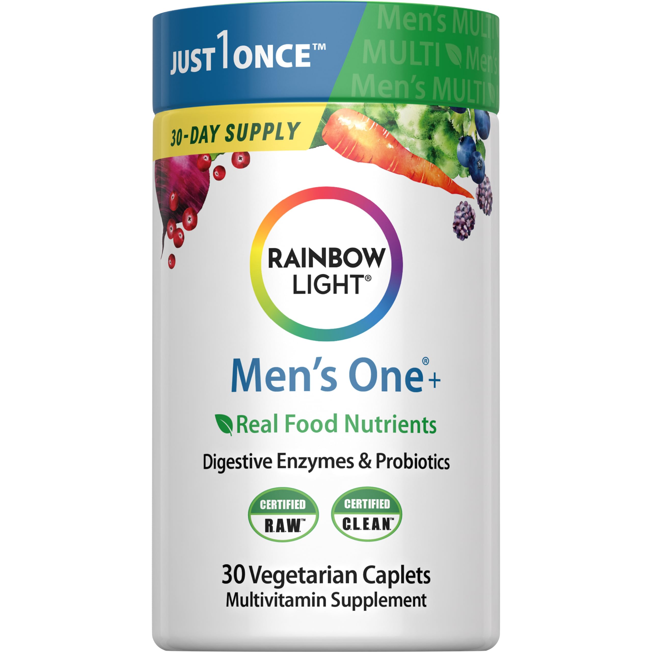 Rainbow Light Men's Multivitamin One+ bottle front view