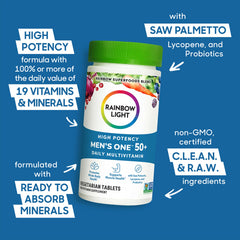 Multivitamin highlighting immune-support for men 50+