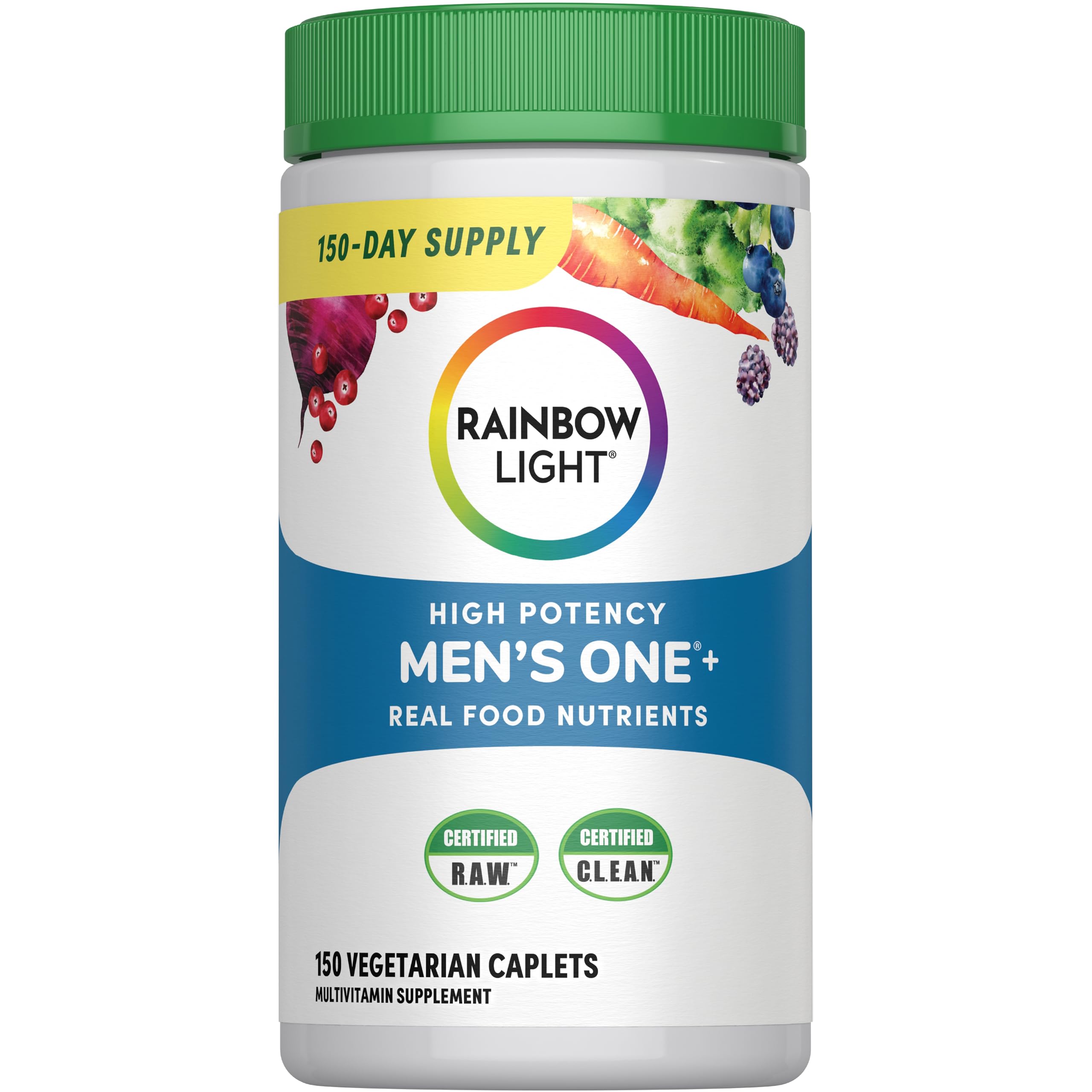 Front bottle of Rainbow Light Men's One High Potency Daily Multivitamin