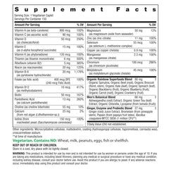 Close-up view of Rainbow Light Men's One High Potency Daily Multivitamin label