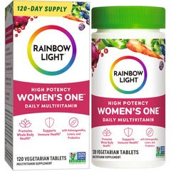 Rainbow Light Multivitamin Womens One Powder 120 Count bottle front view