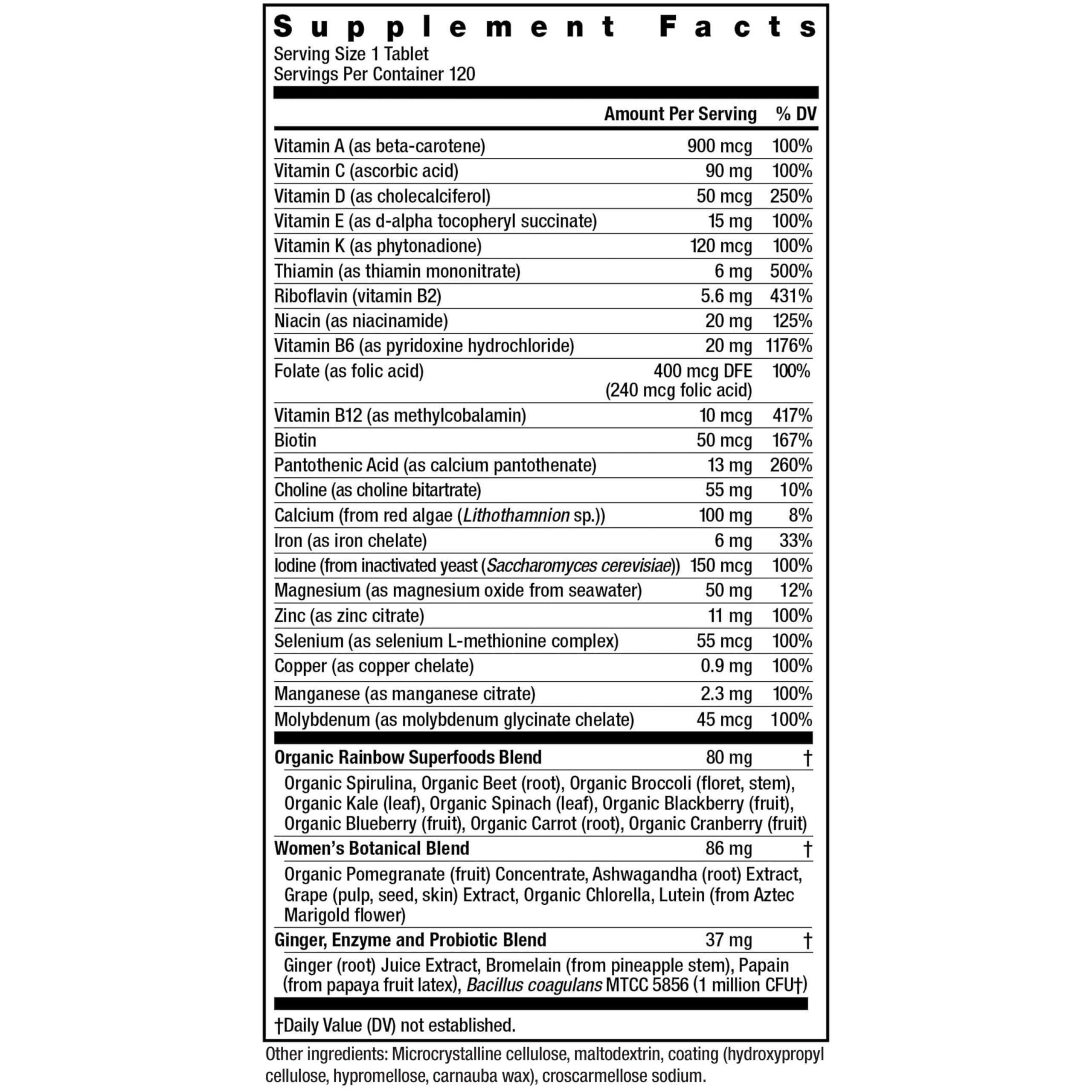 Rainbow Light Multivitamin Womens One Powder bottle label close-up