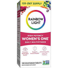 Studio shot of Rainbow Light Multivitamin Womens One Powder on white backdrop