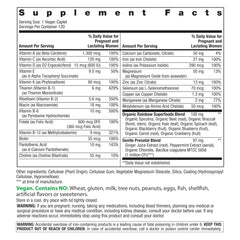 Close-up of Rainbow Light Prenatal One ingredients