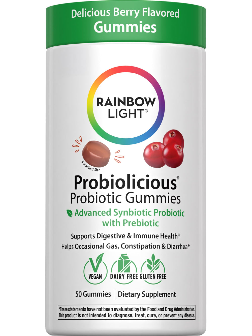 Rainbow Light Probiolicious Probiotic and Prebiotic Gummies 50-count bottle