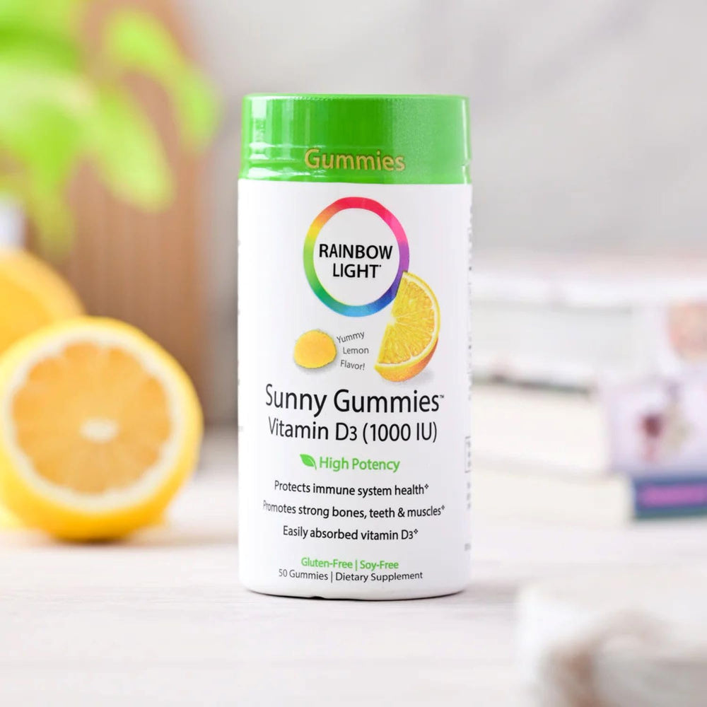 Packaging image of Rainbow Light Sunny Gummies Vitamin D3 bottle